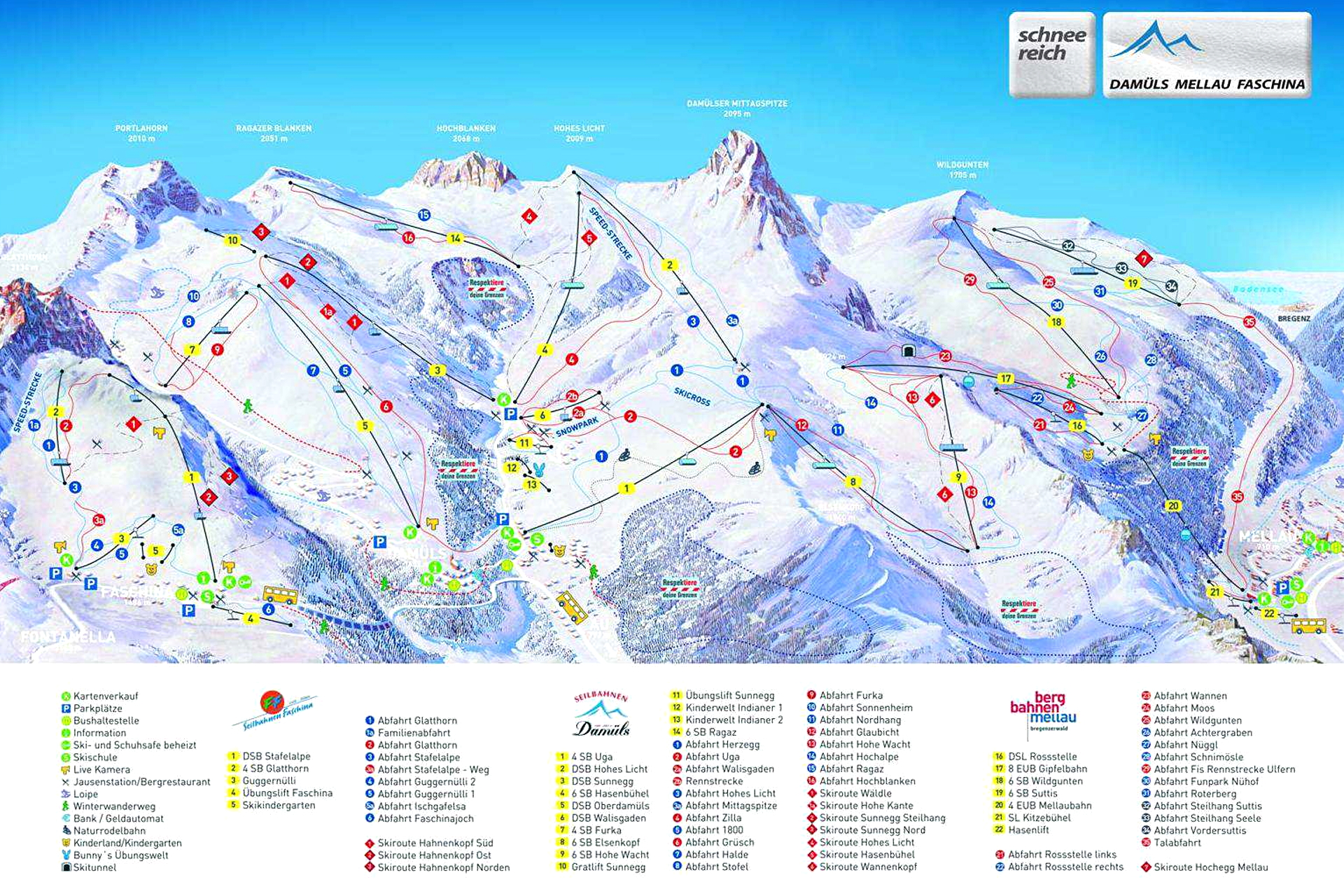 Karte Skigebiet Damüls-Mellau-Faschina